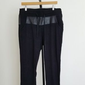 Cotton Jogger Contarst With Faux Leather